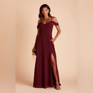 Birdy Grey Devin Convertible Dress in Chiffon Cabernet with Slit
